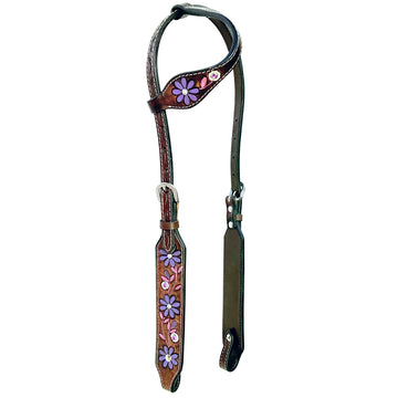 Bar H Equine American Leather Horse Saddle Tack One Ear Headstall | Breast Collar Browband Wither Strap Set for Horses BER116